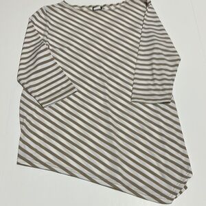 Salon Studio Size Med. Striped Women's Top - Brown/Gold and White